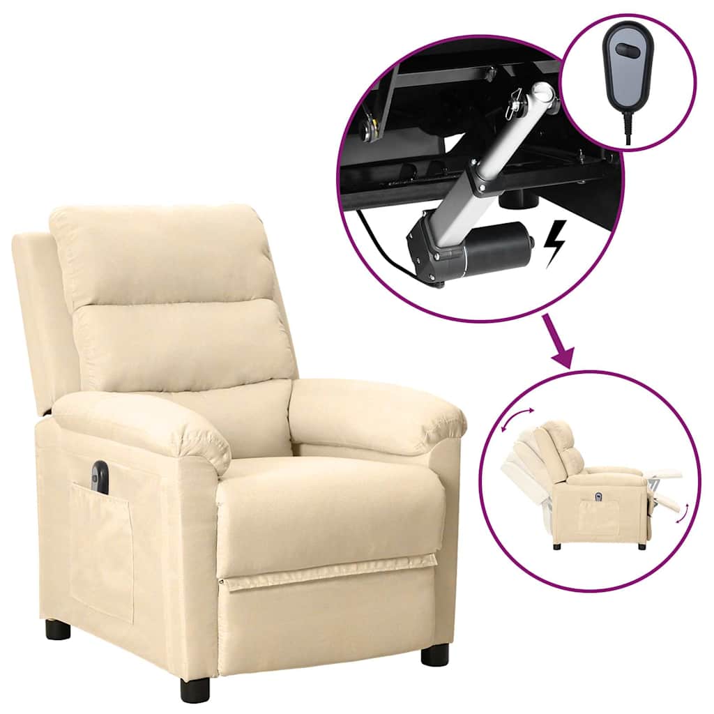 Vidaxl fauteuil verstelbaar elektrisch stof crèmekleurig