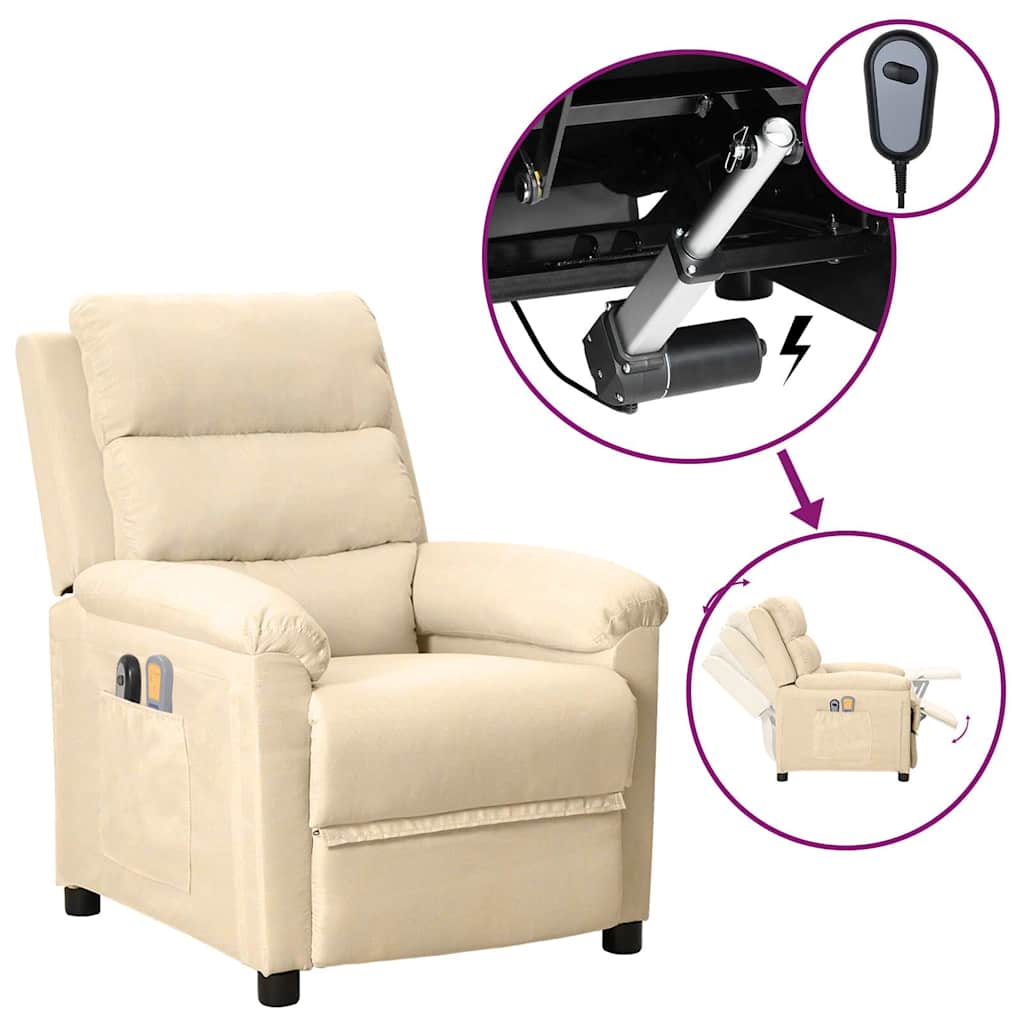 Vidaxl massagestoel elektrisch stof crèmekleurig