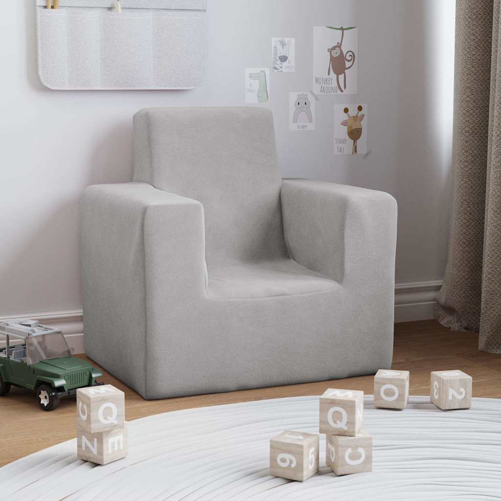 Vidaxl kinderbank zacht pluche lichtgrijs