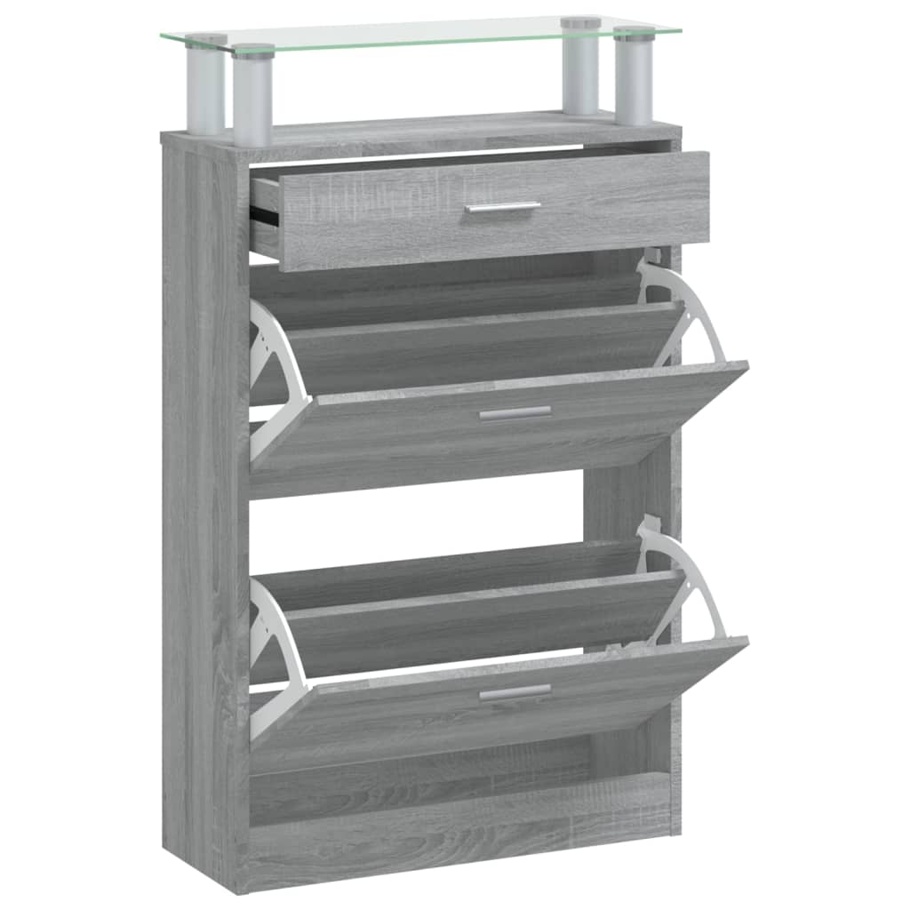 VIDAXL -Schuhschrank 63x24x104 cm Eigenschaften Holzgrau Sonoma Eiche Farbe