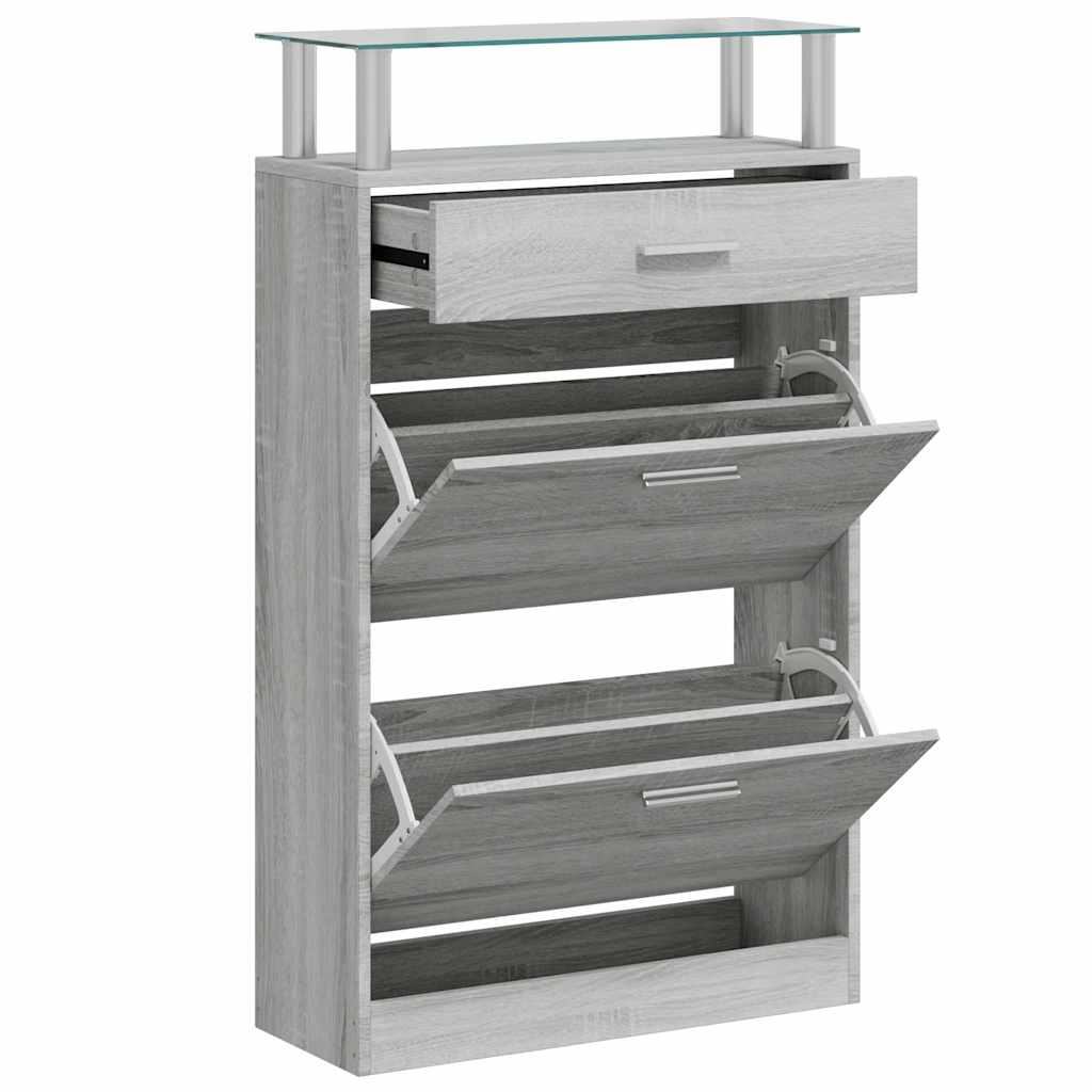 VIDAXL -Schuhschrank 63x24x104 cm Eigenschaften Holzgrau Sonoma Eiche Farbe