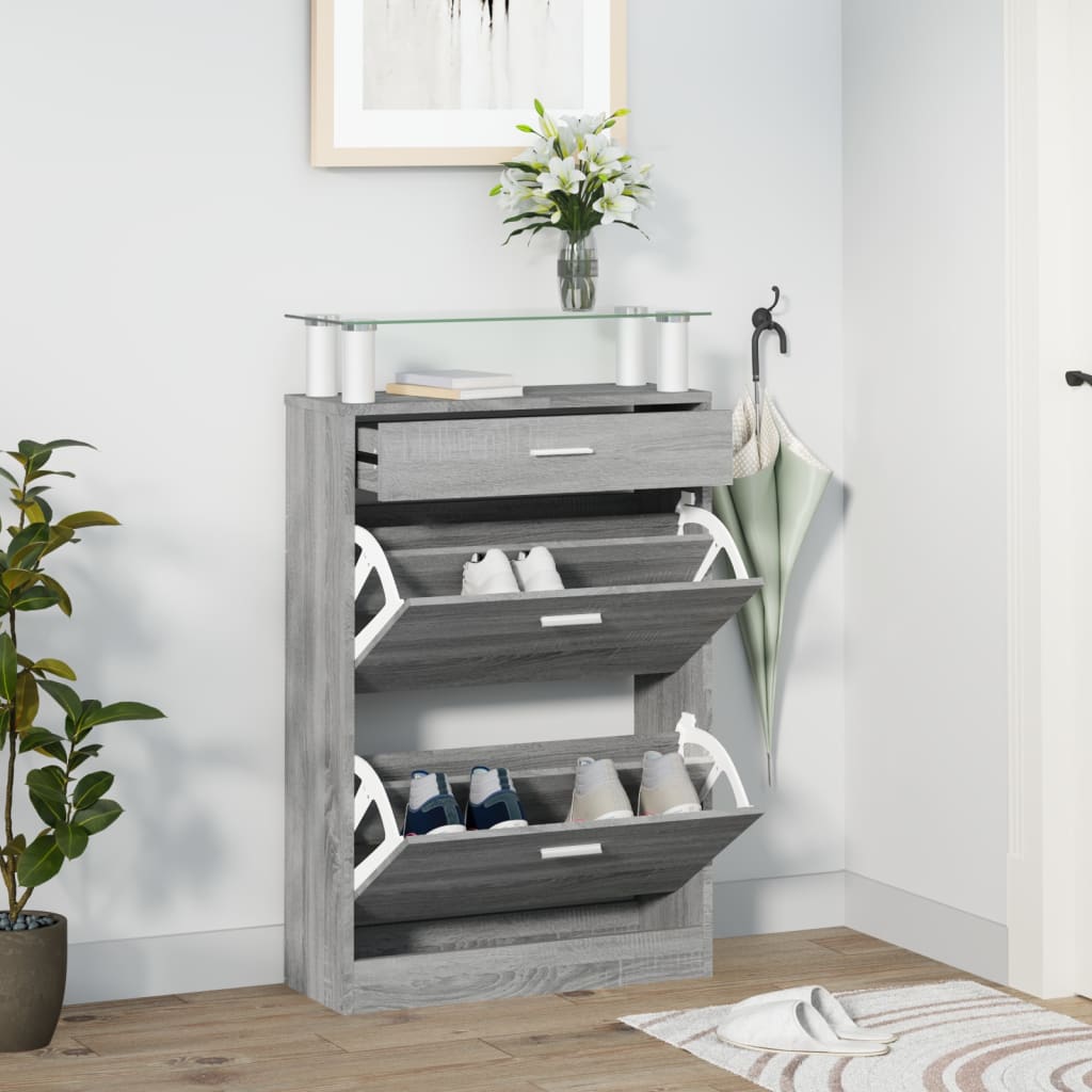 VIDAXL -Schuhschrank 63x24x104 cm Eigenschaften Holzgrau Sonoma Eiche Farbe