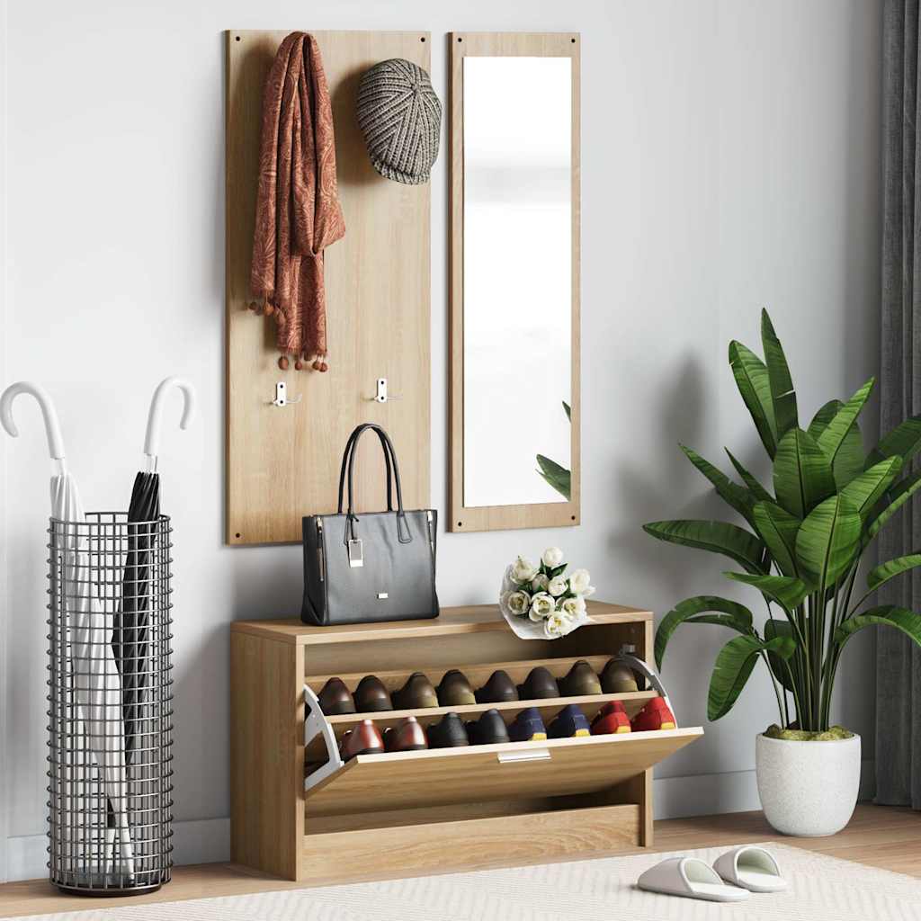 Vidaxl Schuhschrank Set 3-in-1 bearbeitetes Holz Sonoma Eiche farbig