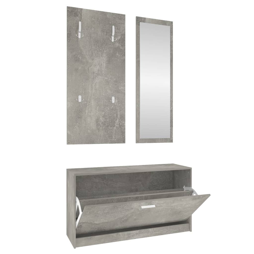 Vidaxl Schuhschrank Set 3-in-1 bearbeitetes Holz Betonglijs