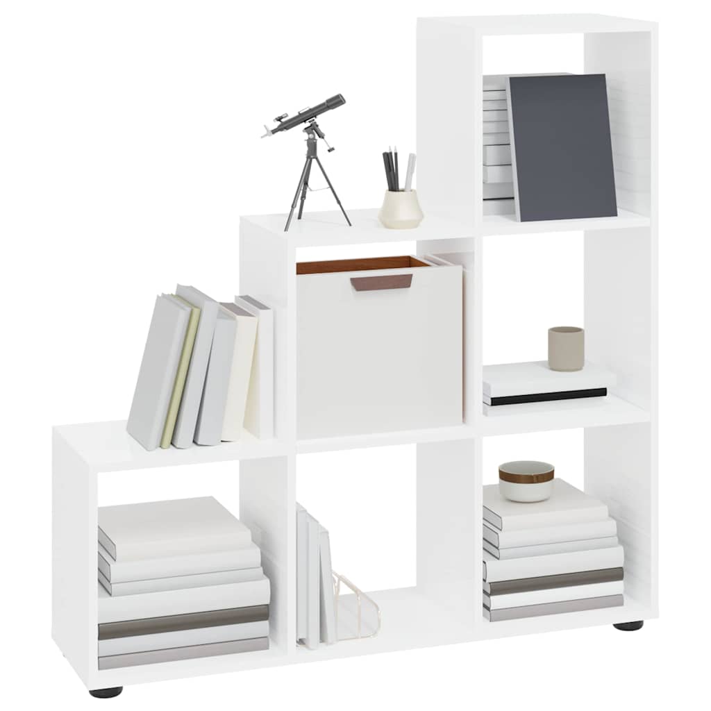 Vidaxl boekenkast trapvormig 107 cm bewerkt hout hoogglans wit