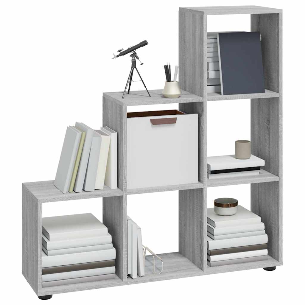 Vidaxl boekenkast trapvormig 107 cm bewerkt hout grijs sonoma eiken