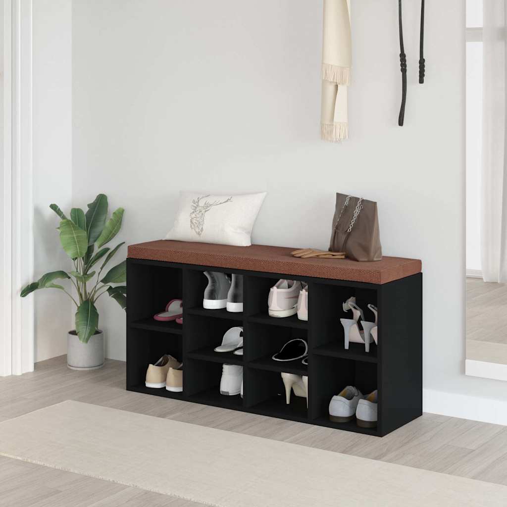 Vidaxl schoenenbank 103x30x48 cm bewerkt hout zwart