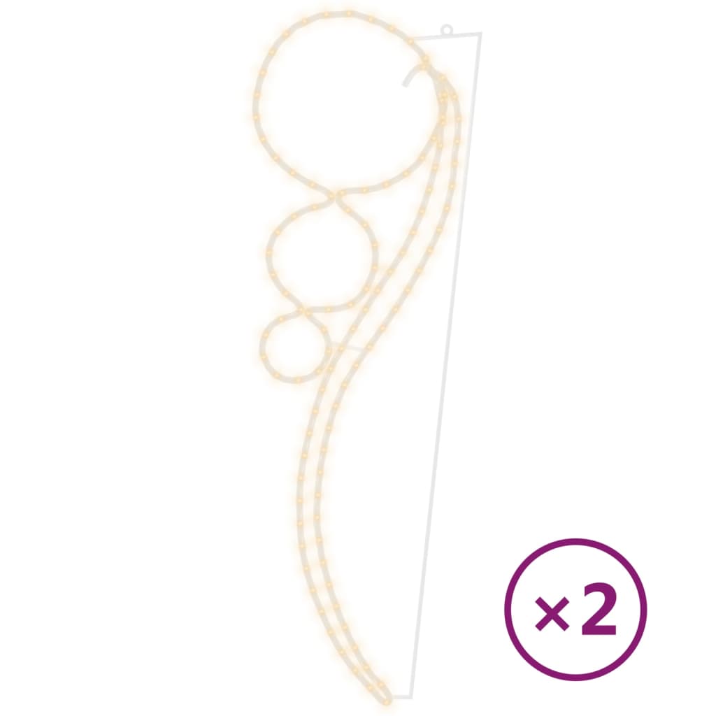 Vidaxxl Lichtkabel 2 Stück kugelförmig warmweiß 115,5x35x4,5 cm