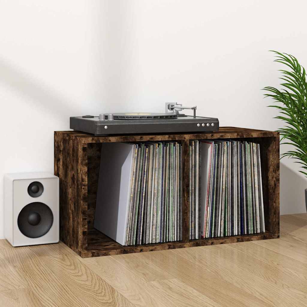 Vidaxl opbergbox voor lp's 71x34x36 cm bewerkt hout gerookt eikenkleur