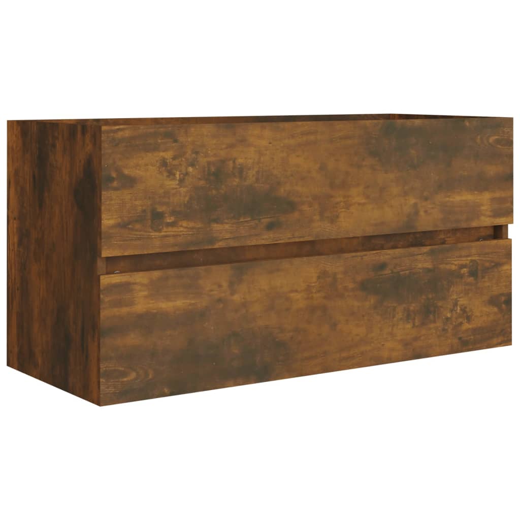Vidaxl wastafelkast 90x38,5x45 cm bewerkt hout gerookt eikenkleurig