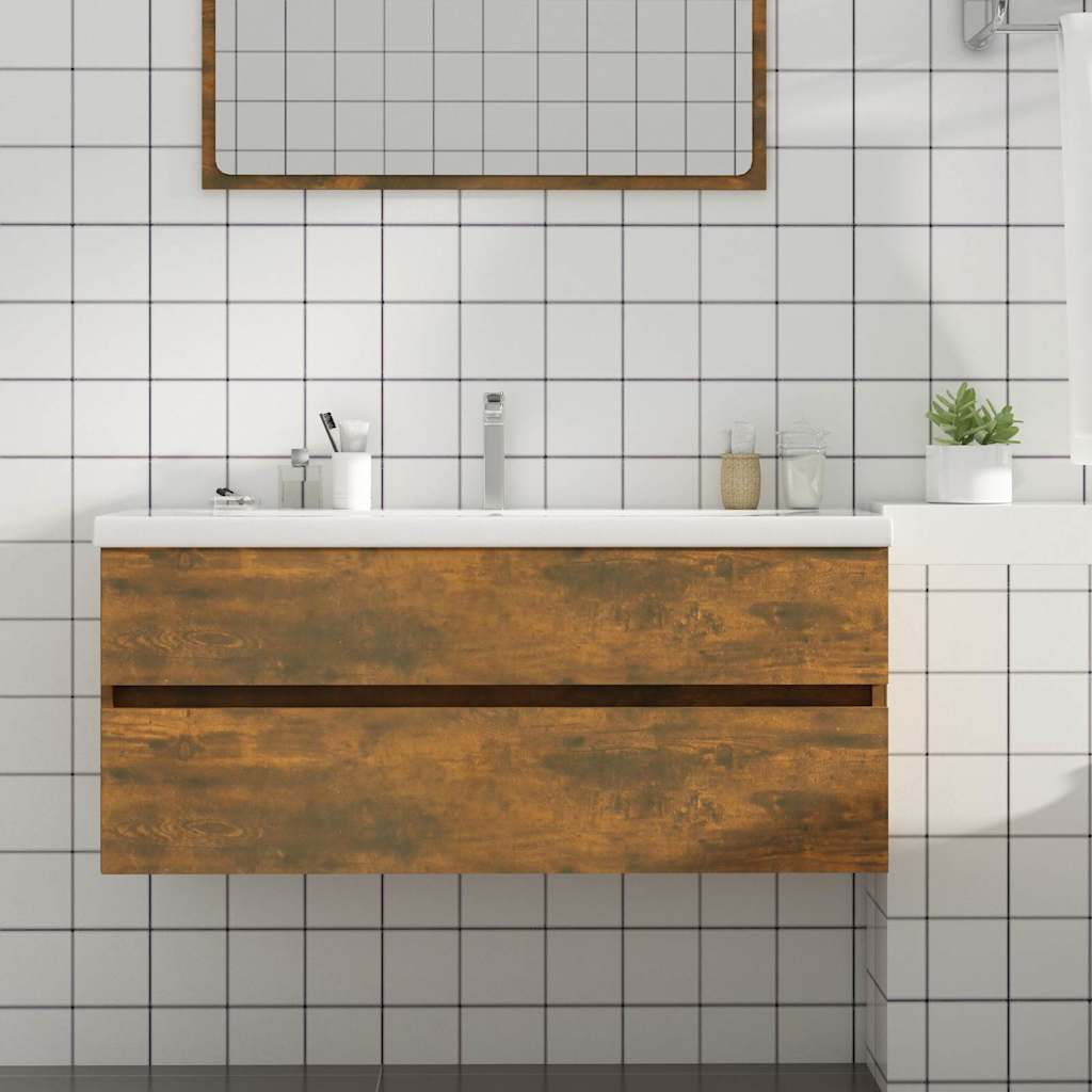 Vidaxl wastafelkast 100x38,5x45 cm bewerkt hout gerookt eikenkleurig