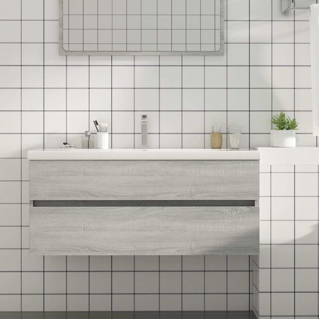 Vidaxl wastafelkast 100x38,5x45 cm bewerkt hout grijs sonoma eiken