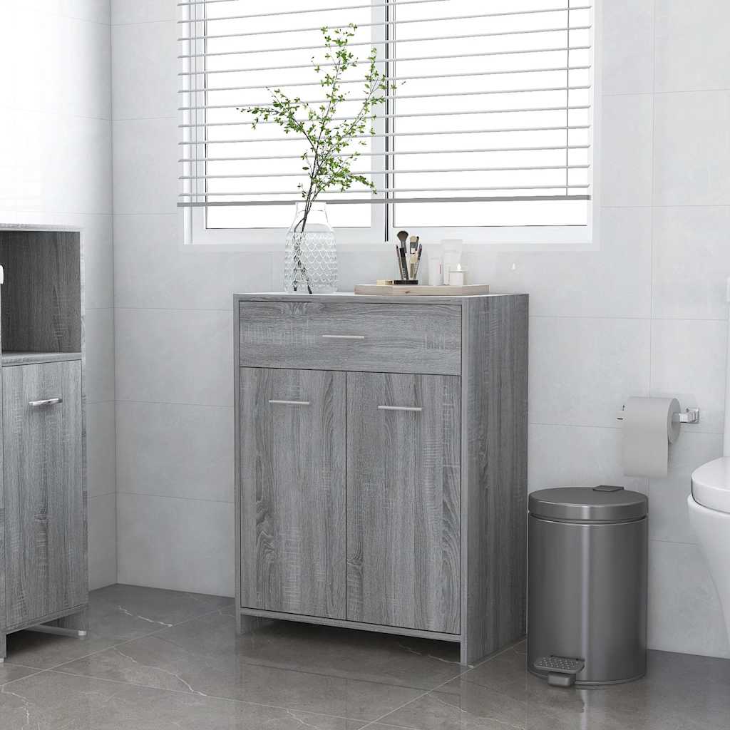 Vidaxl badkamerkast 60x33x80 cm bewerkt hout grijs sonoma eikenkleurig