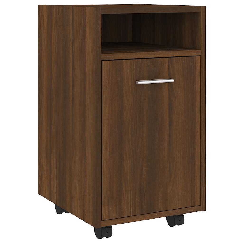 Vidaxl bijzetkast met wielen 33x38x60 cm bewerkt hout bruineikenkleur