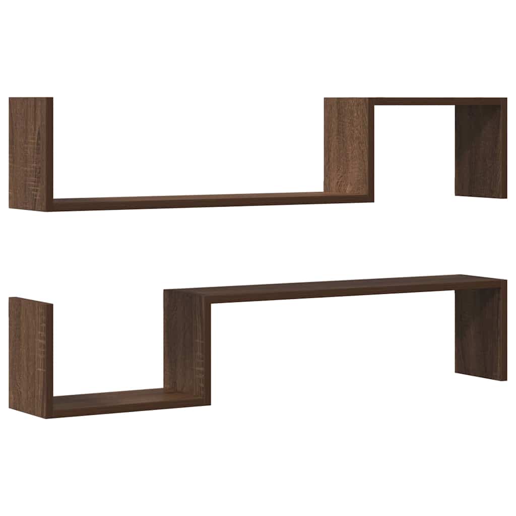 Vidaxl wandschappen 2 st 100x15x20 cm bewerkt hout bruin eikenkleur