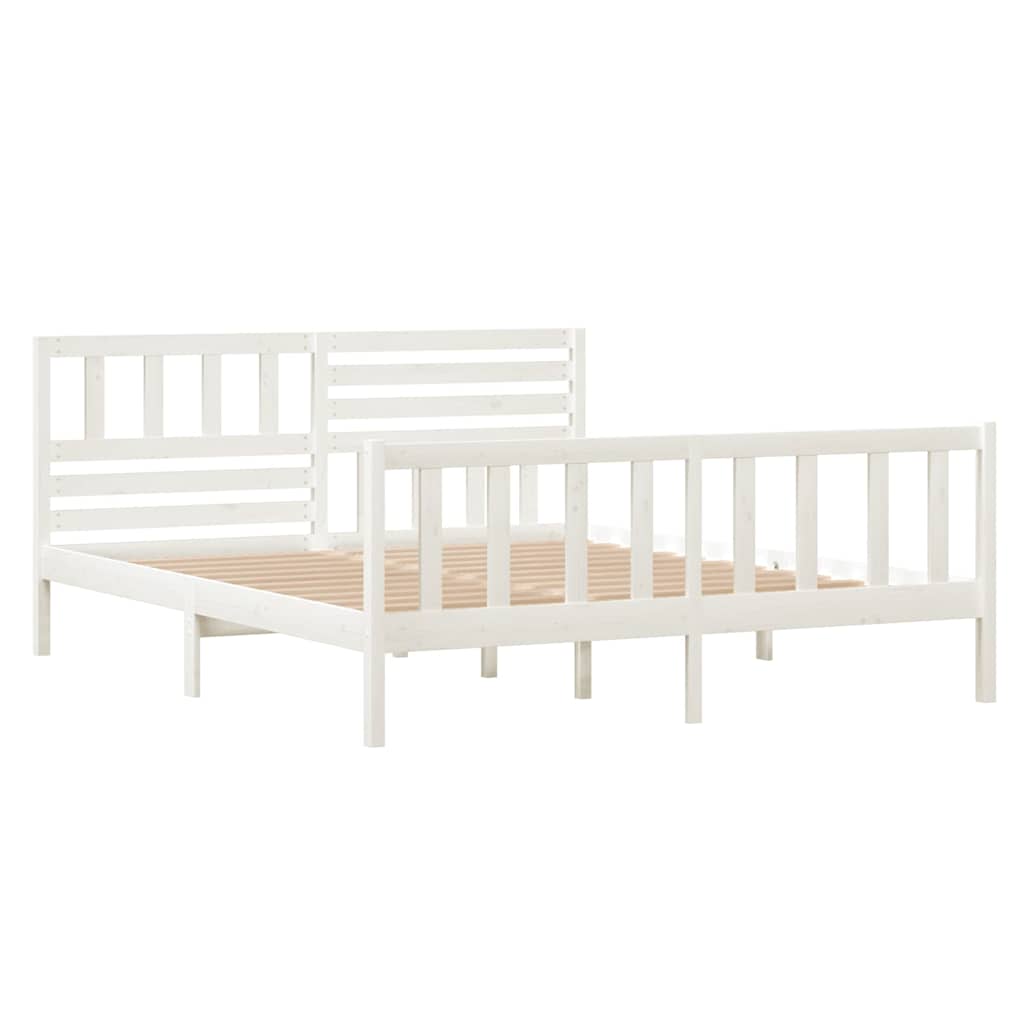 Vidaxl bedframe massief hout wit 140x190 cm