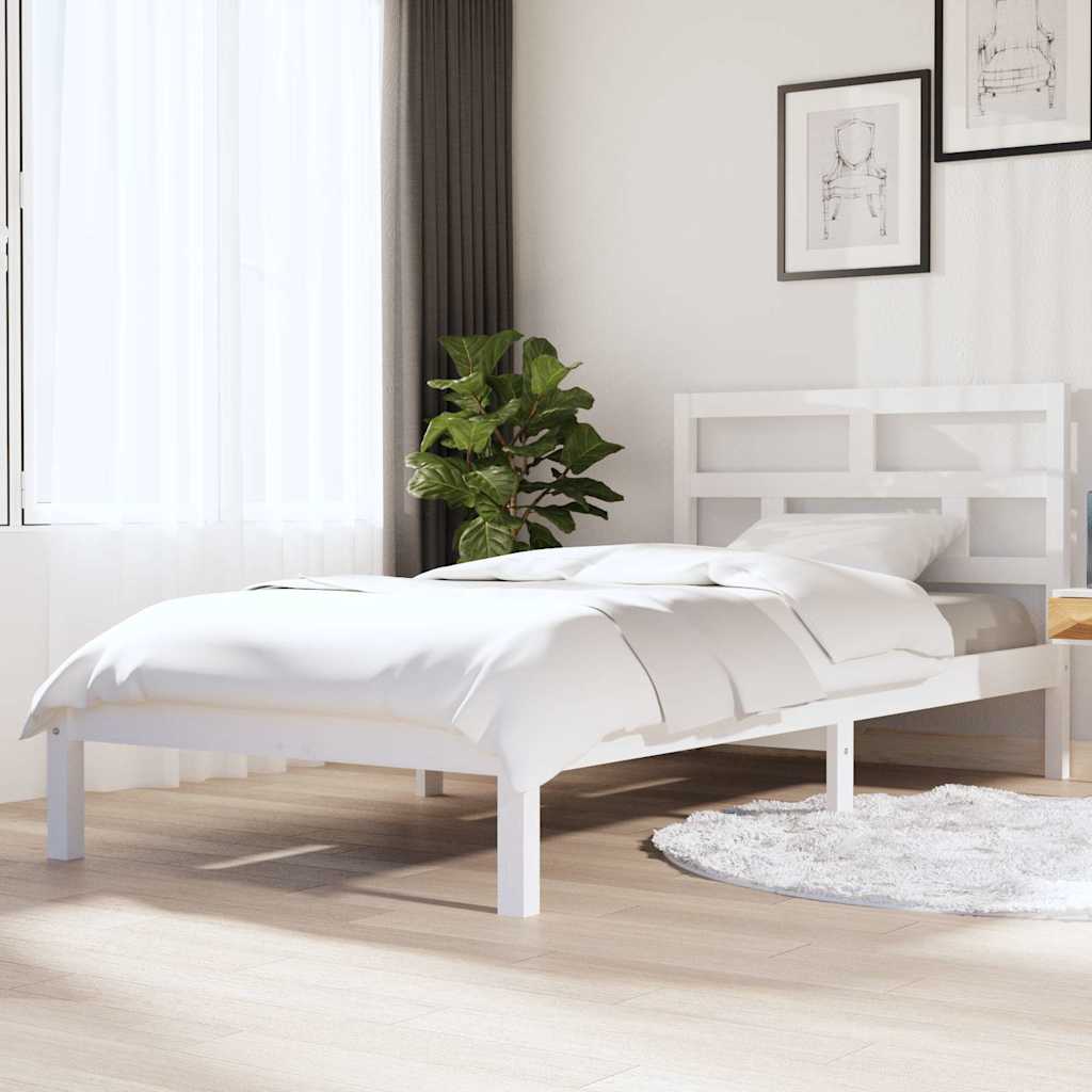 Vidaxl bedframe massief grenenhout wit 90x200 cm