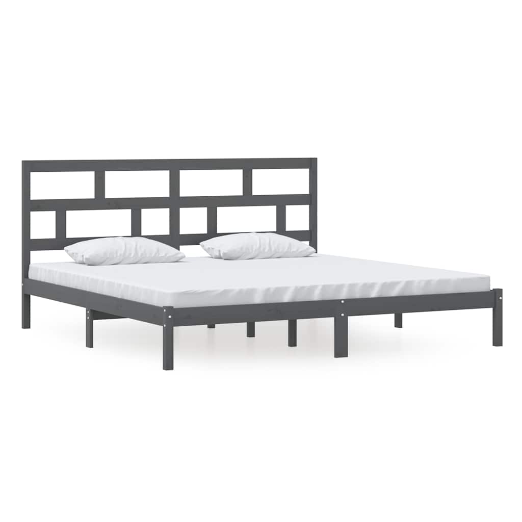 Vidaxl bedframe massief grenenhout grijs 200x200 cm