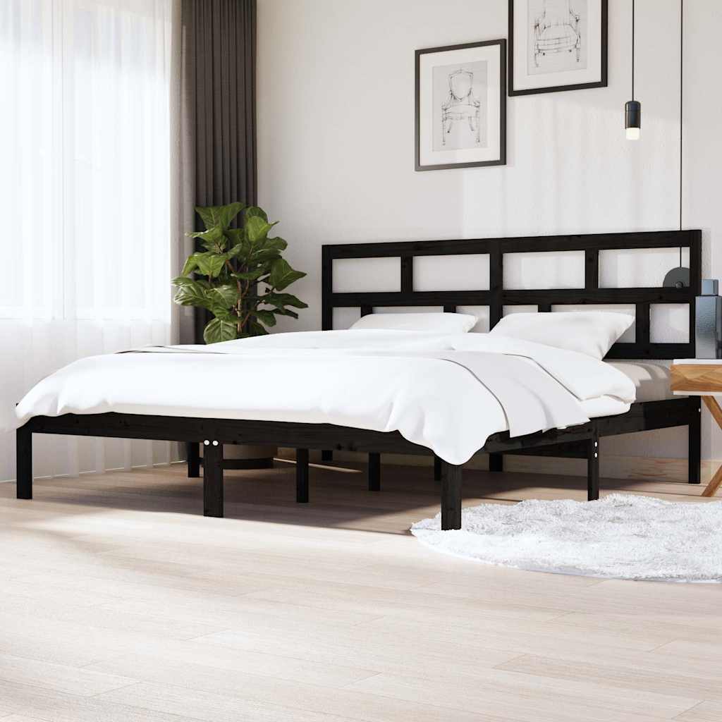 Vidaxl bedframe massief grenenhout zwart 200x200 cm