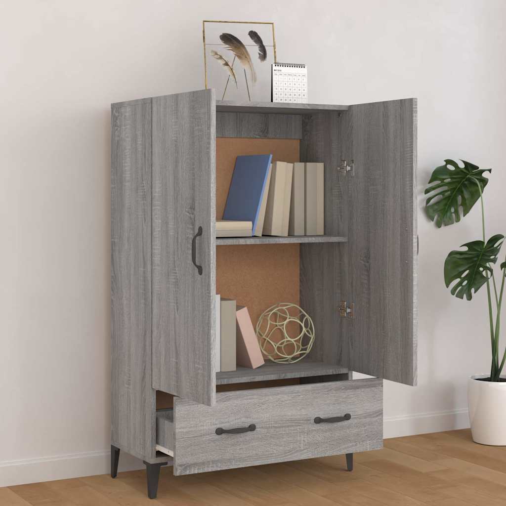 Vidaxl hoge kast 70x31x115 cm bewerkt hout grijs sonoma eikenkleurig