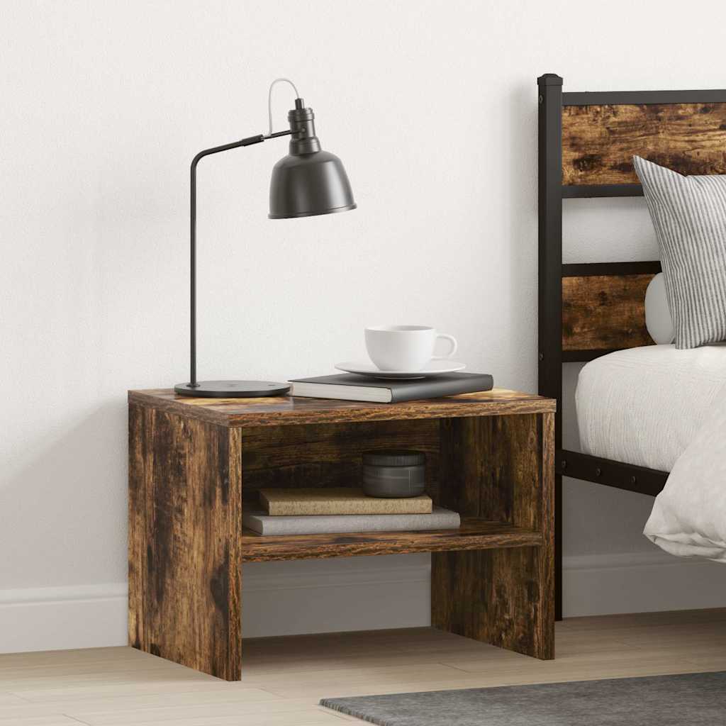 Vidaxl nachtkastje 40x30x30 cm bewerkt hout gerookt eikenkleurig
