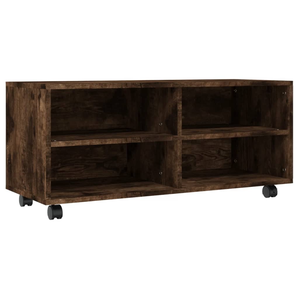Vidaxl tv-meubel met wieltjes 90x35x35 cm bewerkt hout gerookt eiken