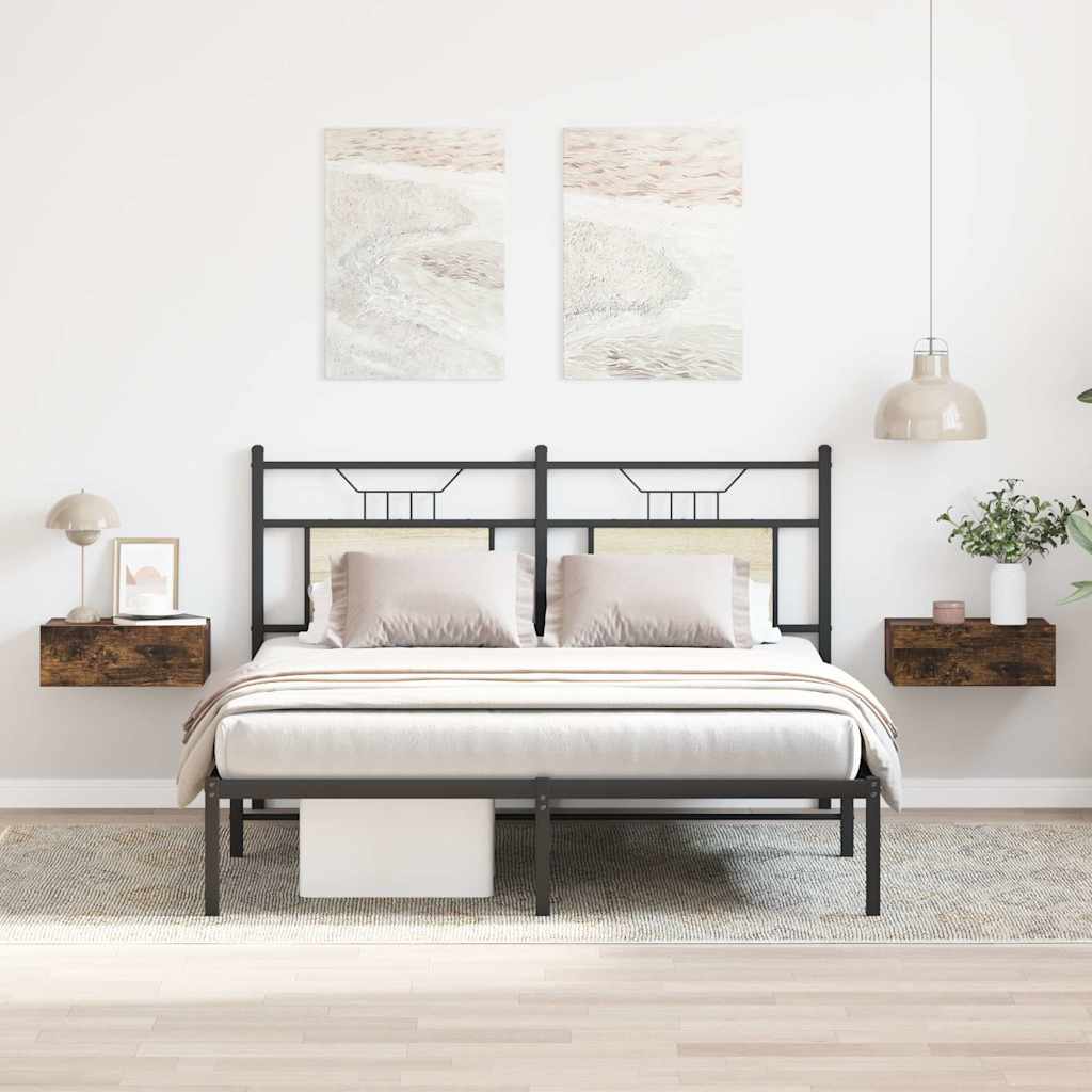 Vidaxl nachtkastjes 2 st zwevend 40x30x15cm bewerkt hout gerookt eiken