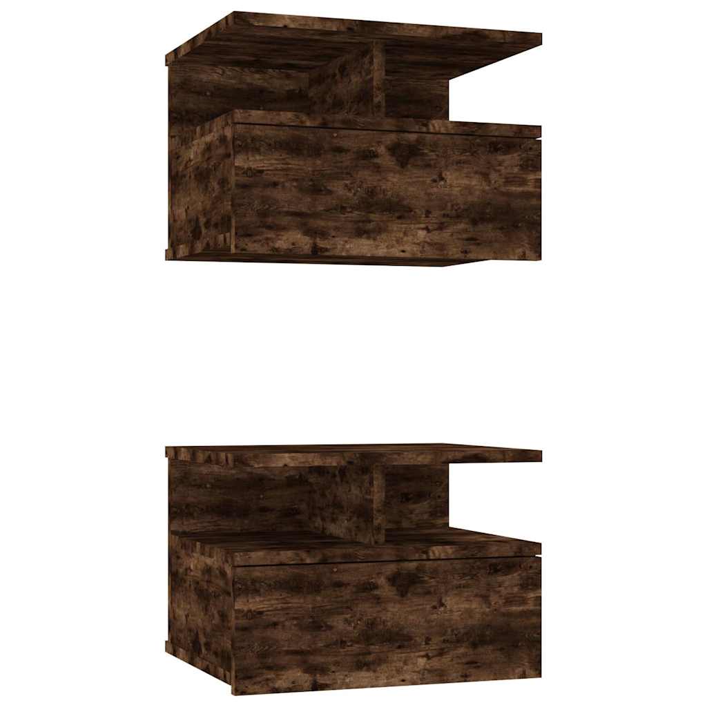 Vidaxl nachtkastjes 2 st zwevend 40x31x27 cm hout gerookt eikenkleurig