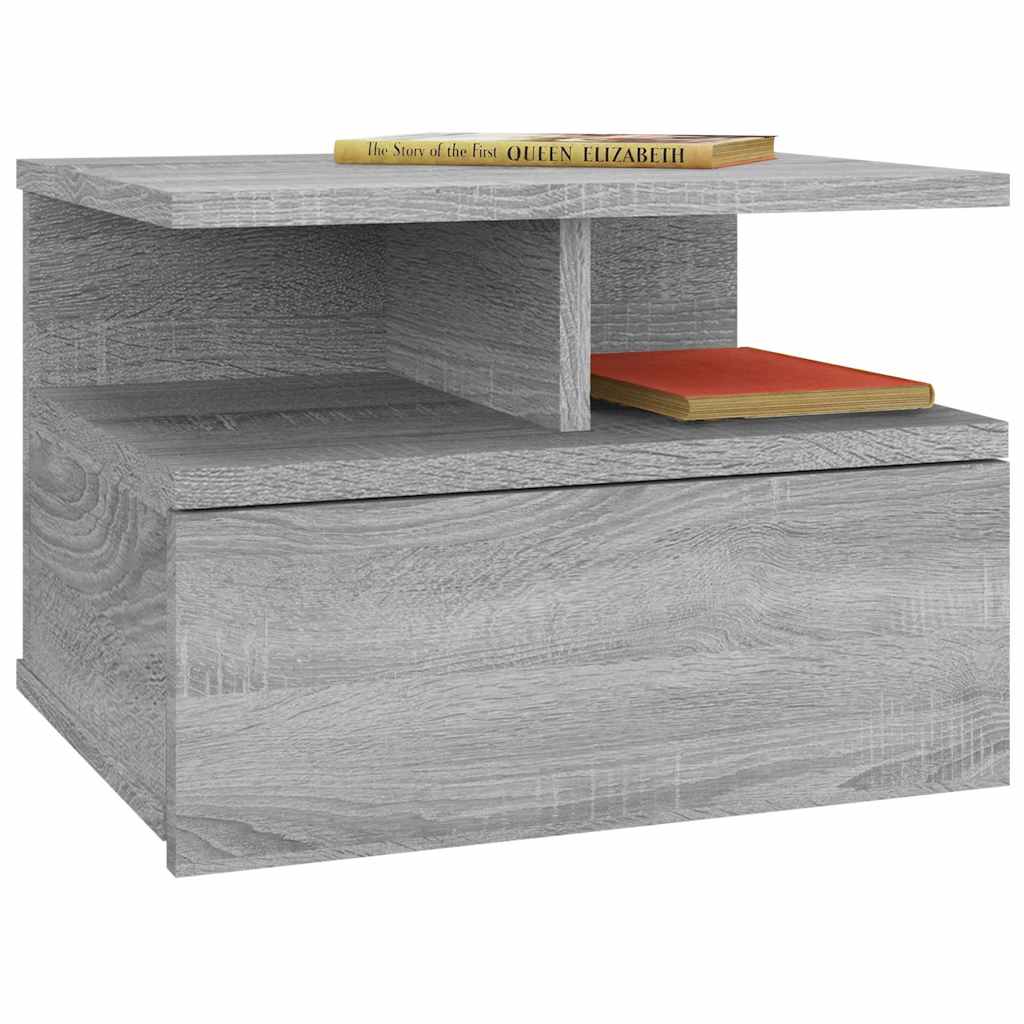 Vidaxl nachtkastje zwevend 40x31x27 cm bewerkt hout grijs sonoma eiken