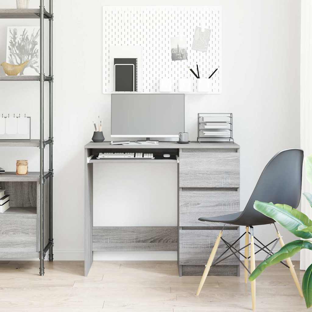 Vidaxl bureau 90x45x76 cm bewerkt hout grijs sonoma eikenkleurig