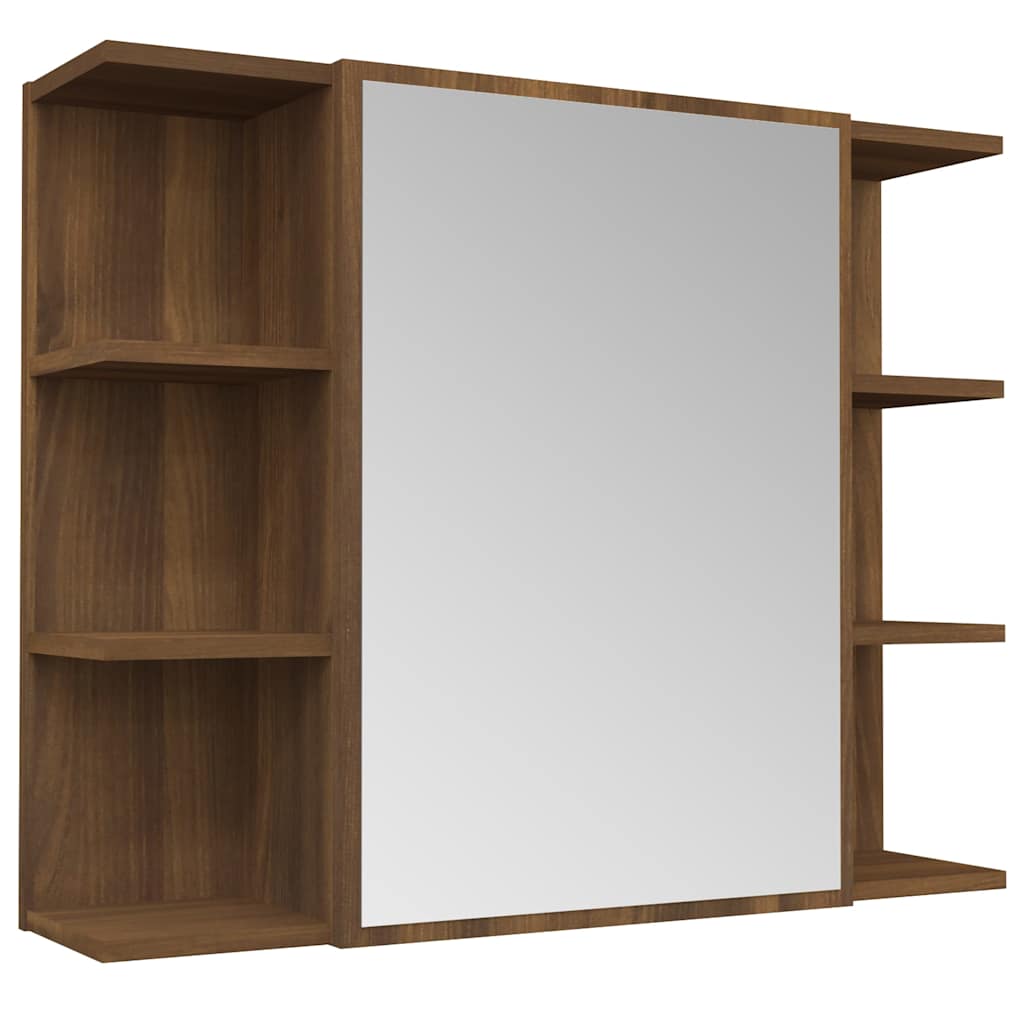 Vidaxl badkamerspiegelkast 80x20,5x64 cm bewerkt hout bruin eikenkleur