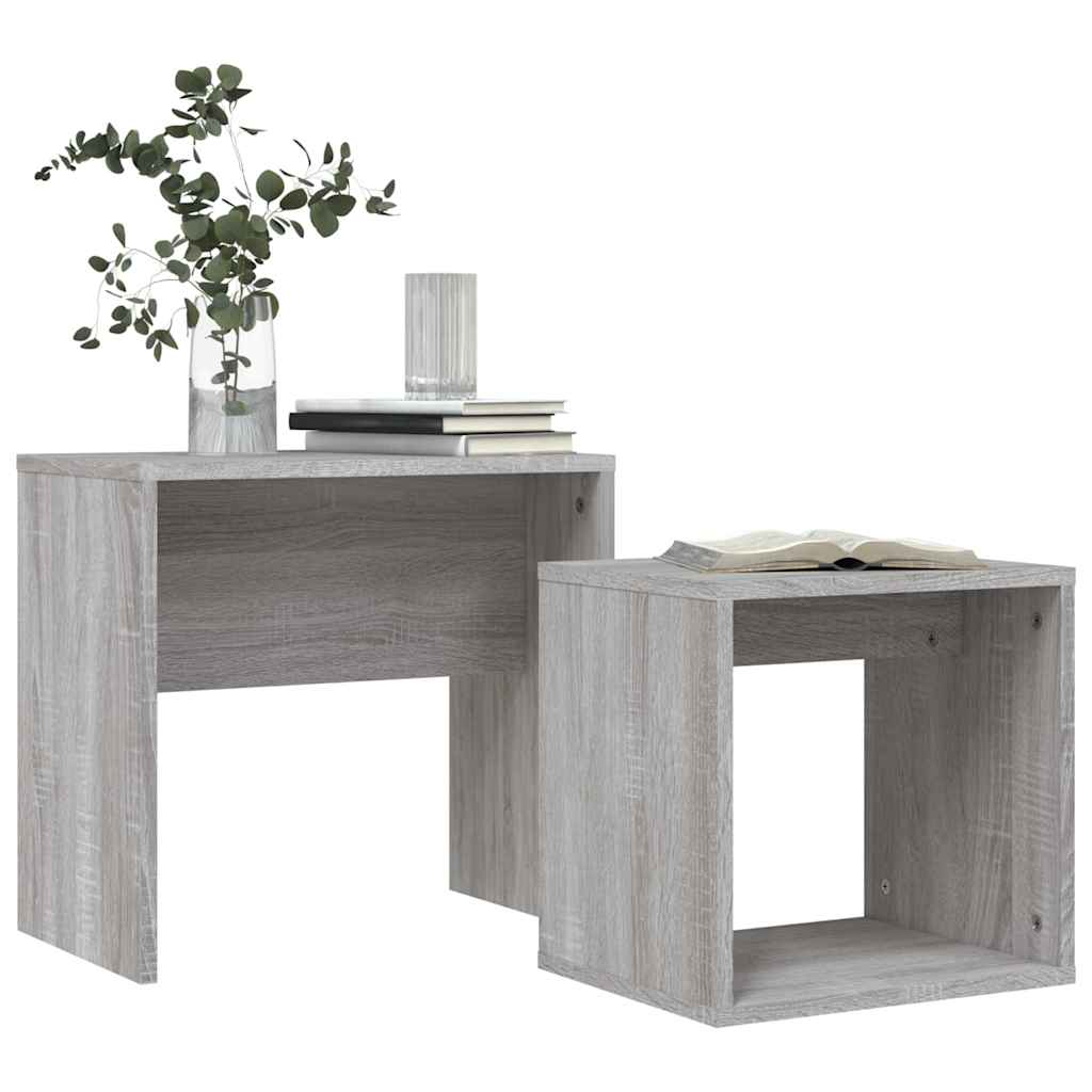 Vidaxl 2-delige tafeltjesset bewerkt hout grijs sonoma eikenkleurig