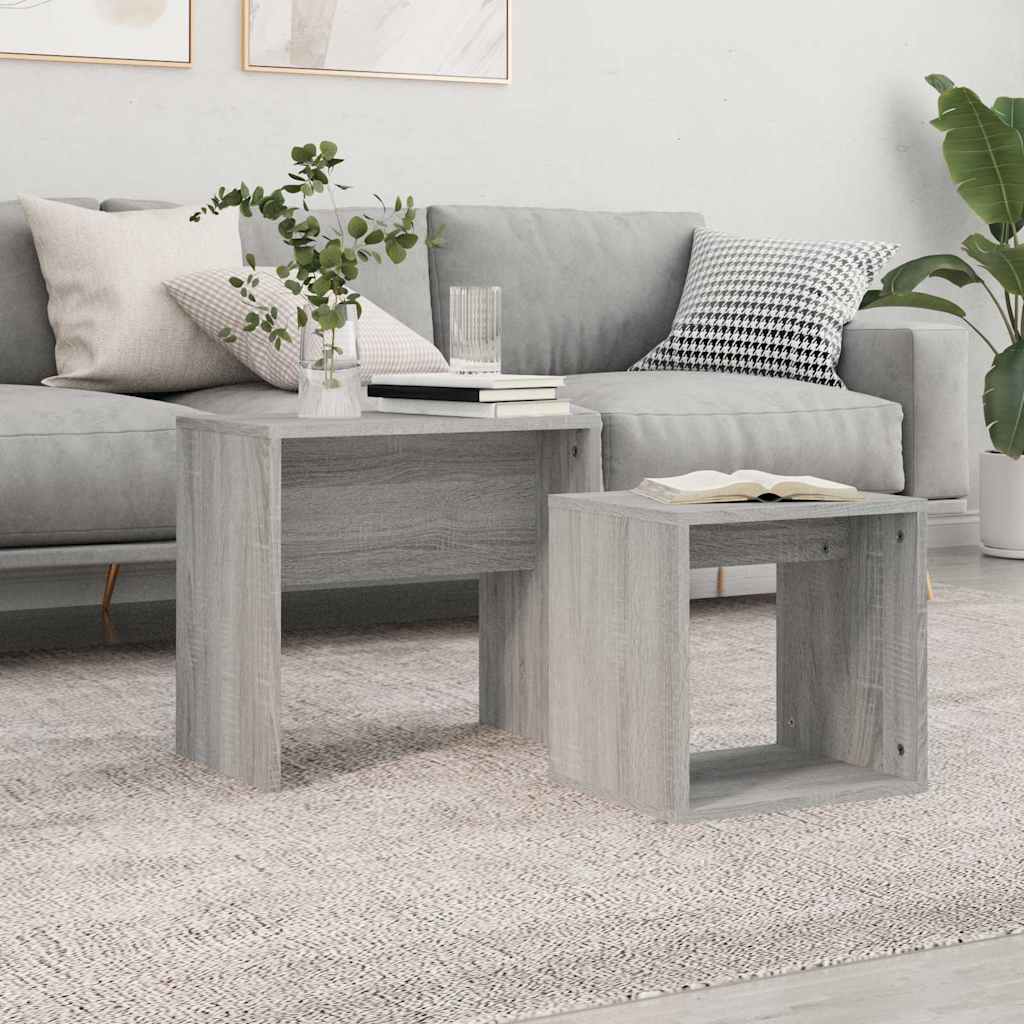Vidaxl 2-delige tafeltjesset bewerkt hout grijs sonoma eikenkleurig