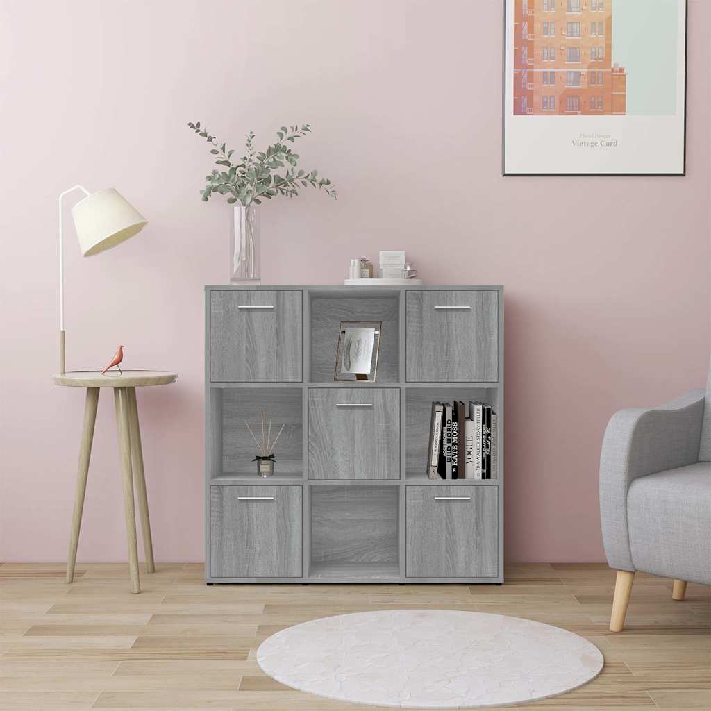 Vidaxl boekenkast 90x30x90 cm bewerkt hout grijs sonoma eikenkleurig