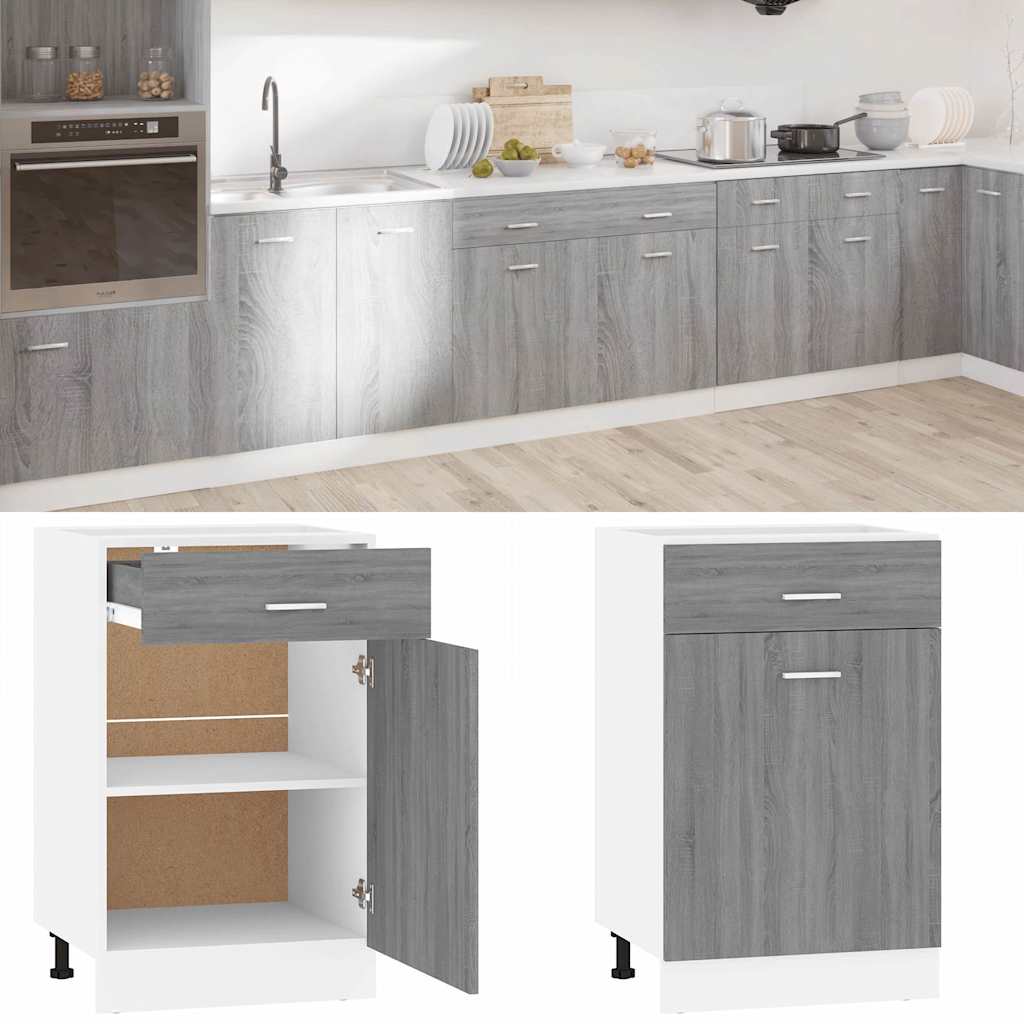 Vidaxl onderkast met lade lyon 50x46x81,5 cm bewerkt hout grijs sonoma