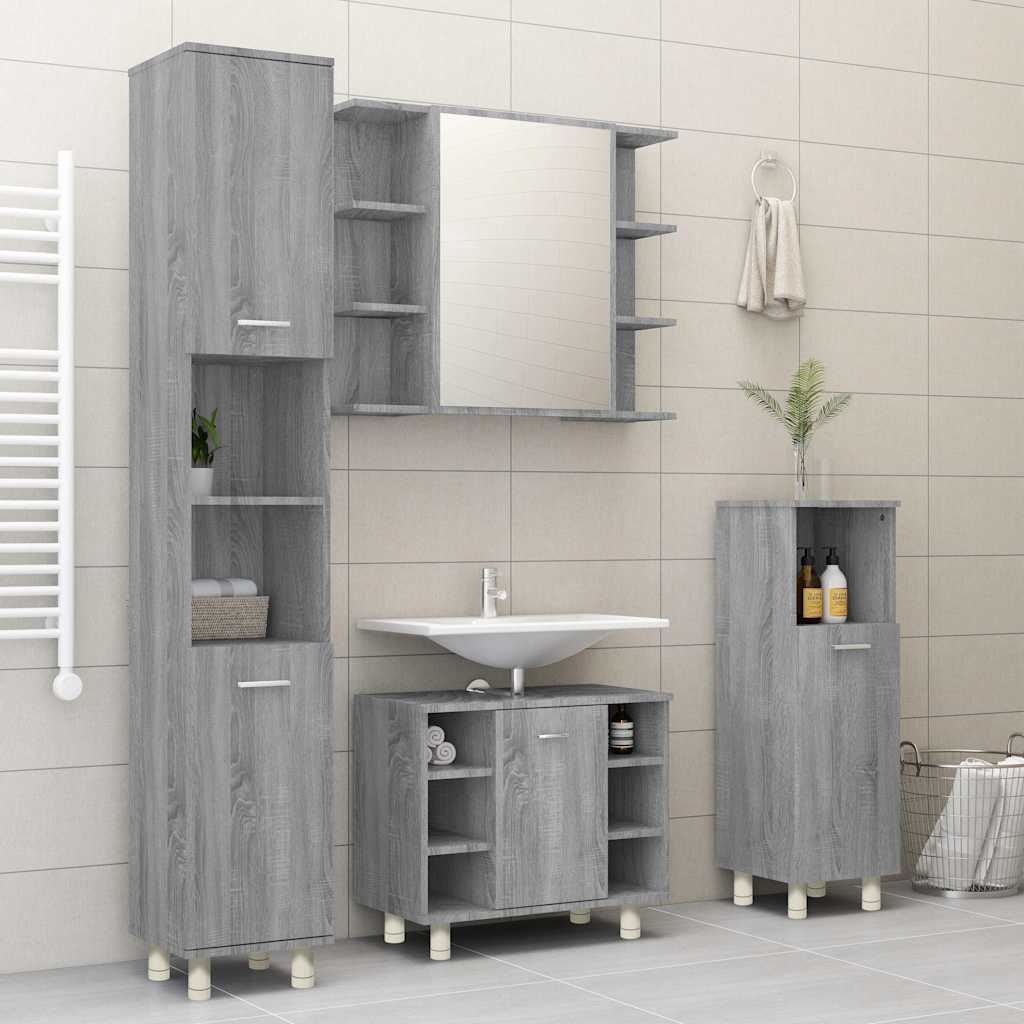 Vidaxl badkamerkast 30x30x95 cm bewerkt hout grijs sonoma eikenkleurig