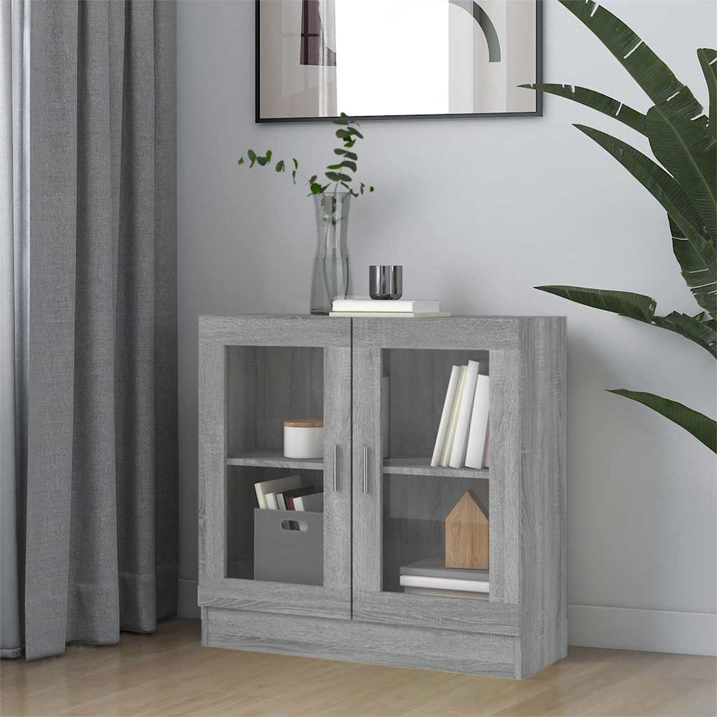 Vidaxl vitrinekast 82,5x30,5x80 cm bewerkt hout grijs sonoma eiken