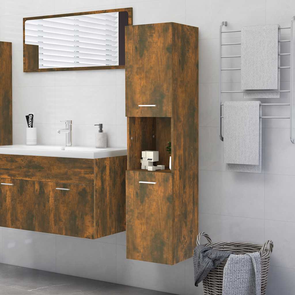 Vidaxl badkamerkast 30x30x130 cm bewerkt hout gerookt eikenkleurig