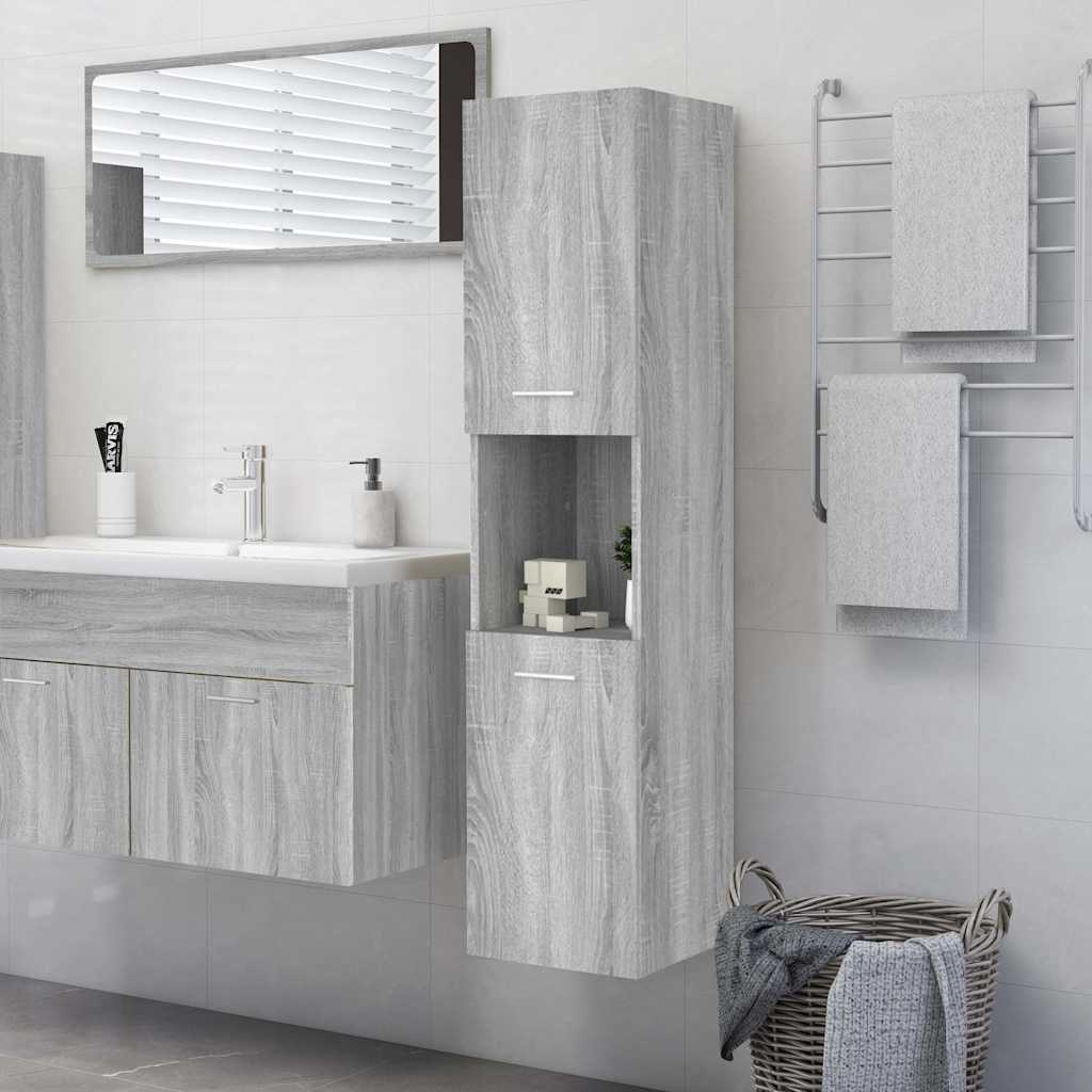 Vidaxl badkamerkast 30x30x130 cm bewerkt hout grijs sonoma eikenkleur