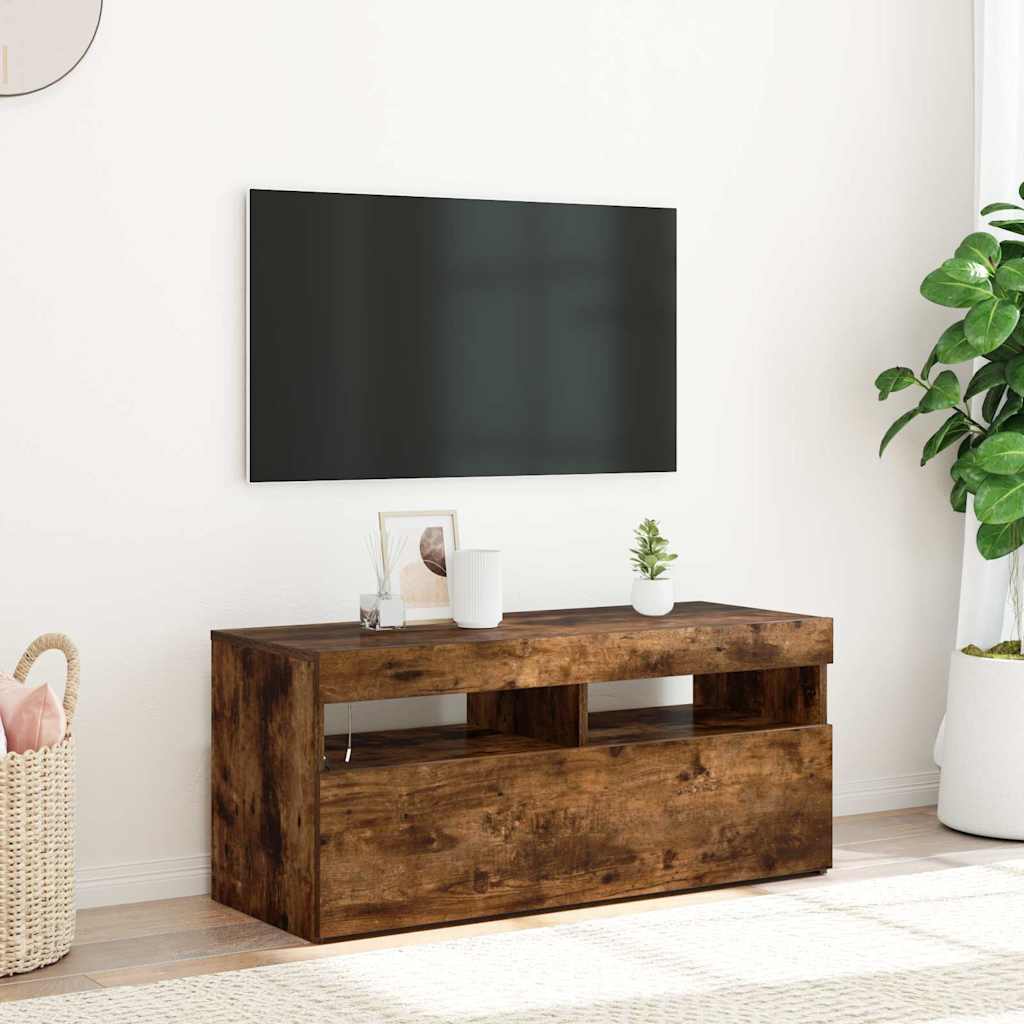 Vidaxl tv-meubel met led-verlichting 90x35x40 cm gerookt eikenkleurig