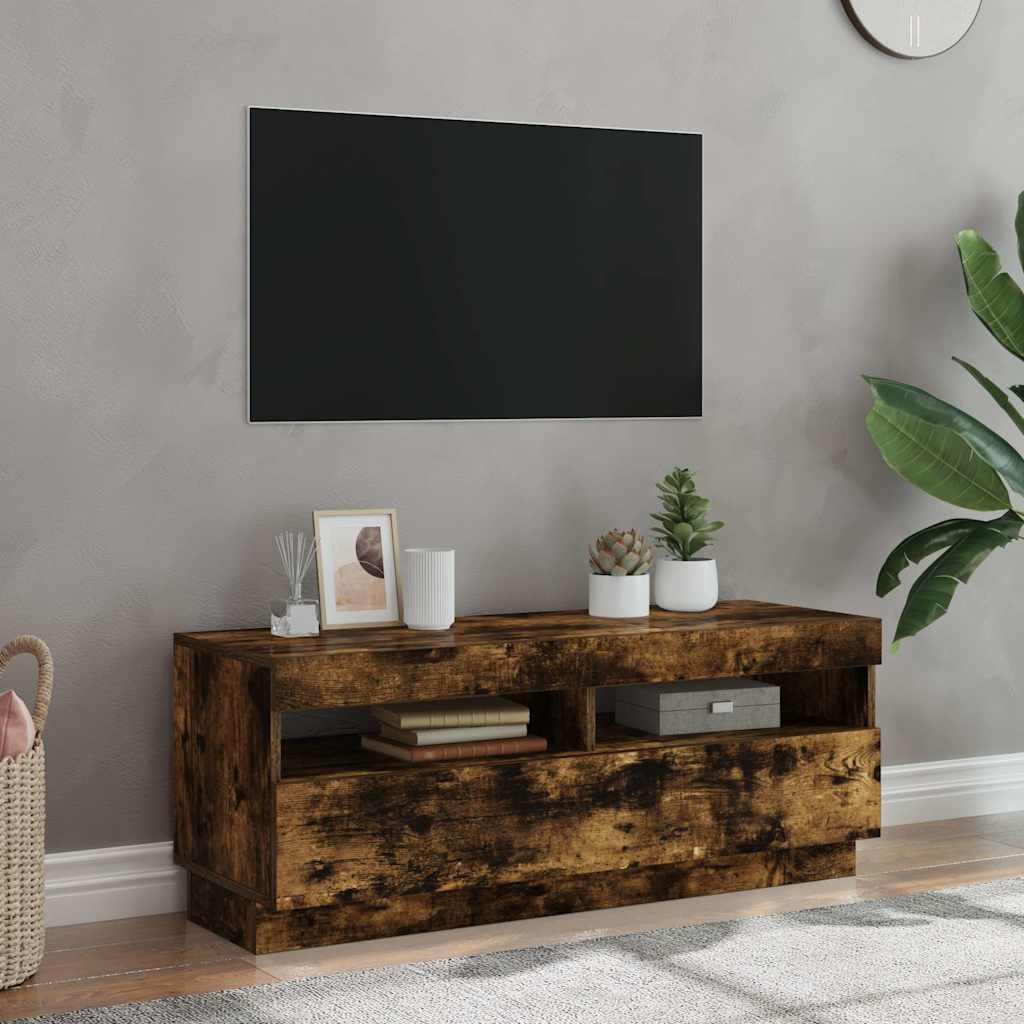 Vidaxl tv-meubel met led-verlichting 100x35x40 cm gerookt eikenkleurig