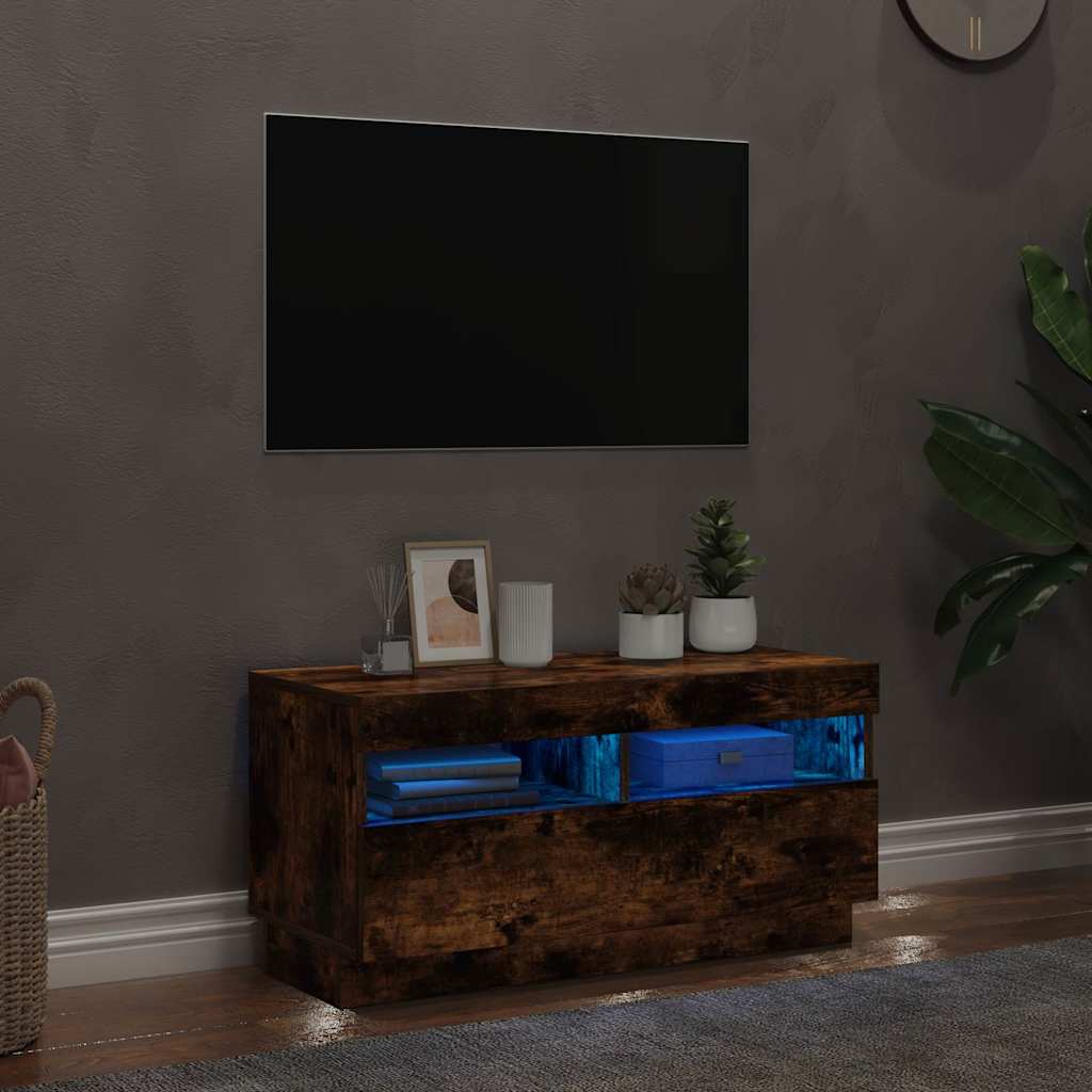 Vidaxl tv-meubel met led-verlichting 80x35x40 cm gerookt eikenkleurig