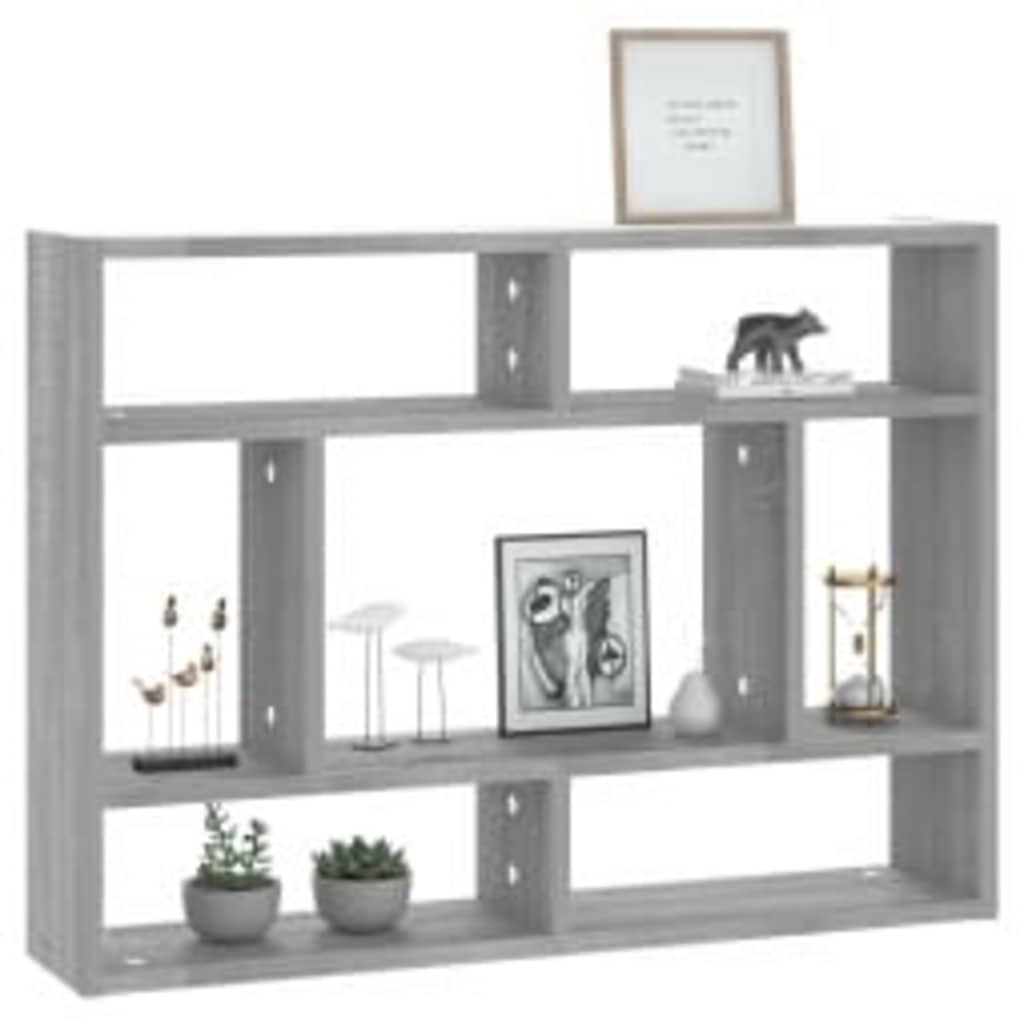 Vidaxl wandschap 75x16x55 cm bewerkt hout grijs sonoma eikenkleurig