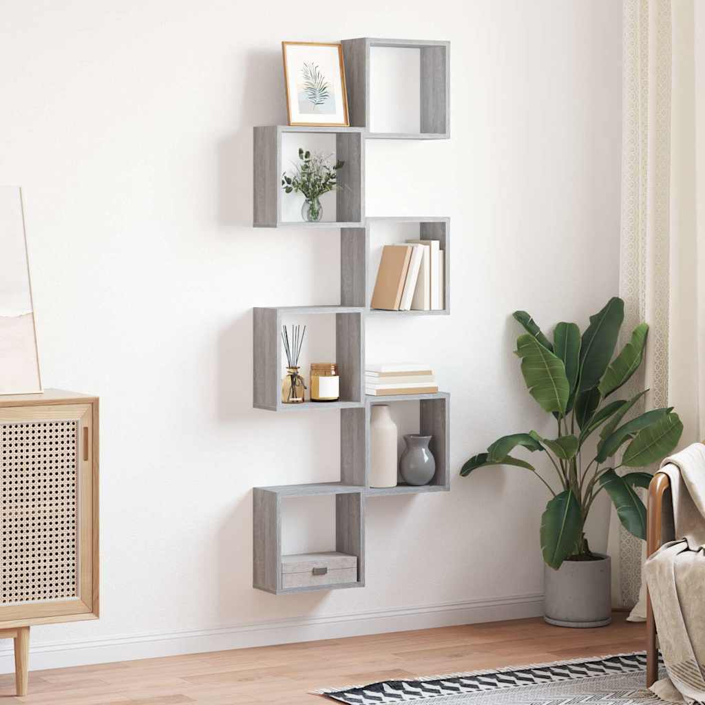 Vidaxl wandschappen kubus 6 st 30x15x30 cm grijs sonoma