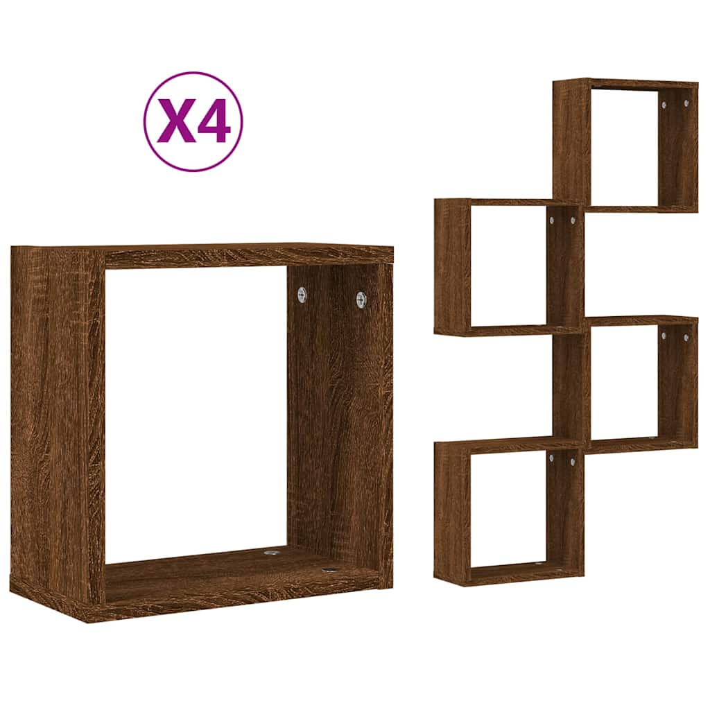 Vidaxl wandschappen kubus 4 st 30x15x30 cm sonoma bruin eikenkleurig