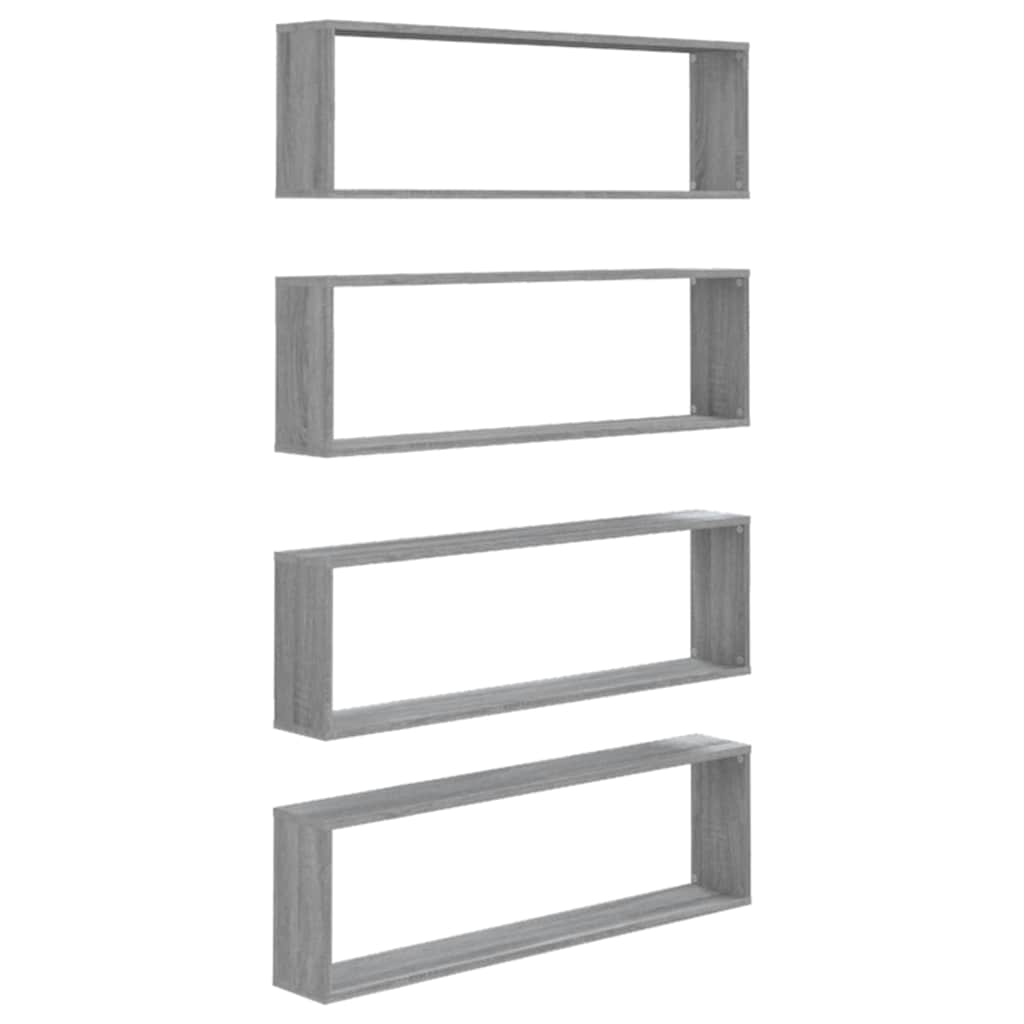 Vidaxl wandschappen kubus 4 st 100x15x30 cm bewerkt hout grijs sonoma