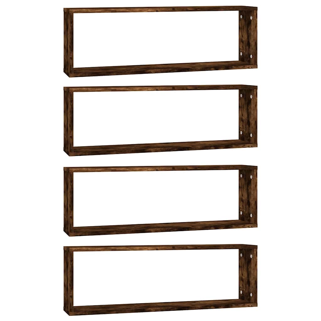Vidaxl wandschappen kubus 4 st 80x15x26,5 cm hout gerookt eikenkleurig