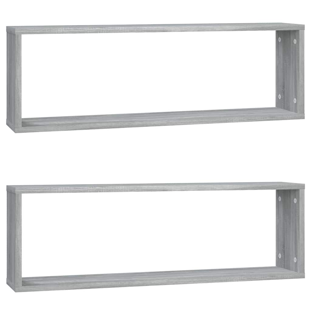 Vidaxl wandschappen kubus 2 st 80x15x26,5 cm bewerkt hout grijs sonoma