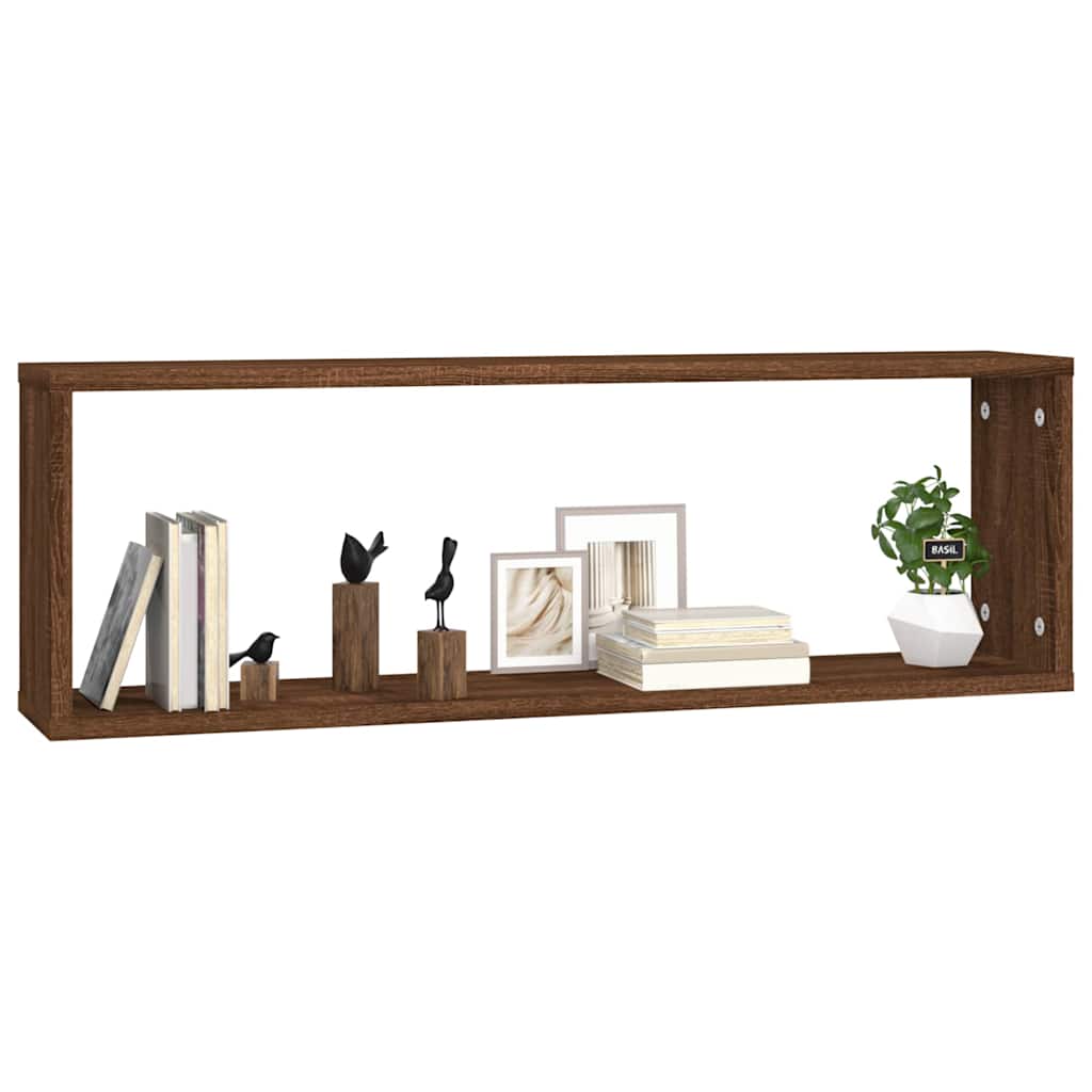 Vidaxl wandschappen kubus 4 st 80x15x26,5 cm hout bruin eikenkleur