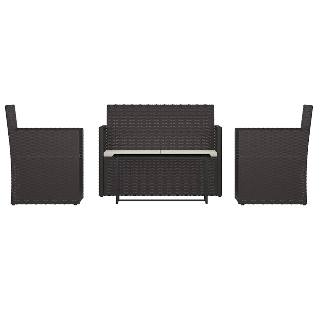 Vidaxl 4-delige loungeset met kussens poly rattan zwart